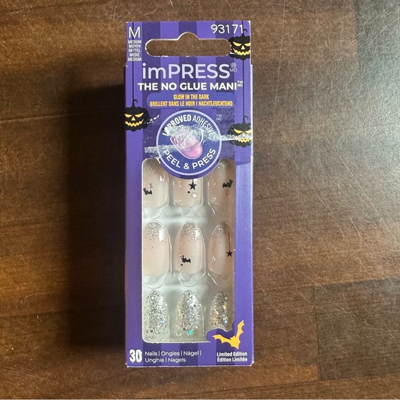 ImPress Limited Edition Glow-In-The-Dark Halloween Press-On Nails Caution Ahead - Picture 1 of 4